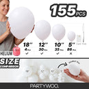 PartyWoo White Balloons 155pcs Matte White Latex Balloons Different Sizes | White-3051 | 5/10/12/18 inch — 6