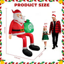 Christmas Inflatable Santa Claus, Outdoor Decorations Sitting Santa Claus Build-in LED Lights, Blow Up Santa Carrying Gift Bag Sitting Roof Yard Patio Bench Shrubs Tree Chair (Red, 8FT) — 5
