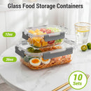 Dealusy 10 Sets 36 oz & 12 oz Glass Food Storage Containers with lids, Gray — 2
