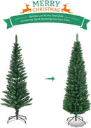 Goplus 6FT Pencil Christmas Tree, Artificial Slim Christmas Tree, 400 Branch Tips, Premium PVC Needles, with Sturdy Metal Stand, Unlit Xmas Tree for Home Office Shops Hotels — 8
