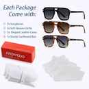 Retro Square Aviator Polarized Sunglasses Womens Mens Vintage Pilot Shades | (3pack) Grey Grading + Brown Grading + Green Grading — 6