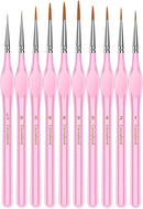 Miniature Paint Brushes,10Pcs Round Pointed Tip Paintbrushes, Micro Detail Paint Brush Set, Triangular Grip Handles Art Brushes Perfect for Acrylic, Watercolor, Oil, Craft (Blush) — 1