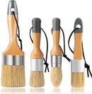Chalk and Wax Paint Brush Furniture Set of 4, Natural Bristles | 1 Large Oval + 3 Small Round, 4 Pack — 1