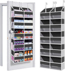 Heavy Duty Over The Door Organizer 5 Tiers, Extra Large Behind Door Storage of 10 Big Front & 10 Mesh Pockets, 80lb Weight Capacity, Hanging Doors Storage Organizer for Closet Bedroom Nursery, Grey — 1
