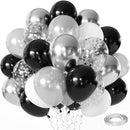 Zesliwy Black Silver White Balloons Set, 50pcs 12In, Latex, Party Decor | Black White Silver — 1