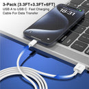 LOFPYE Car Carplay Cable USB to USB C Cable for iPhone 18 17 16 15 Series，3-Pack [3.3FT+3.3FT+6FT] USB A to USB C Cable for iPhone Duo 18 17 16 15 Series，for iPad，for Galaxy S26，for MacBook and More 5
