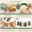 ANSOMO Sage Green Happy Birthday Party Decorations Retro Green Nude Ivory Dark Olive Kraft Paper Banner Balloons Neutral Rustic Boho Blush Safari Botanical Greenery Wild Décor Supplies Women Adults — 6
