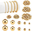 PH PandaHall 14K Gold Plated Spacer Beads, 300pcs Round Brass Beads 5 Size Metal Smooth Beads Seamless Ball Beads… — 1