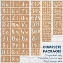 Boutique Calligraphy Stencil Template Kit | 45 Reusable Pieces | Lettering Upper, Lowercase, Large & Small | Numbers, Punctuation, Laurels and Flowers - For Arts Crafts Painting Wood (Calligraphy Kit) | Calligraphy Stencils — 2