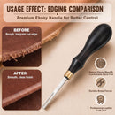 ElaraBerry 1 Pcs Leather Edge Beveler, Ebony Handle with Brass Ferrule, Stainless Steel Blade, Skiving Trimming Tool for Professional Leather Artisans Crafters DIY Wallet Belt Bag (2.25mm/1