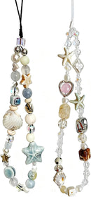 2 Pcs Phone Charm Strap Universal Hand Phone Wrist Strap Camera Lanyard Pearl Beaded Cute Chain String Accessories Universal for iPhone 16 Pro Max Samsung Women Girls Phones Bag Keychain Beach Style photo 1