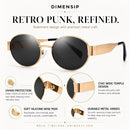 Retro Oval Sunglasses for Women, Trendy Chic Gold Frame Shades | A1 Gold / Grey | 56 Millimeters — 3