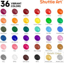 Shuttle Art Acrylic Paint, 36 Colors Acrylic Paint Set with Brushes & Palette, 2oz/60ml Bottles, Rich Pigments Non-toxic for Artists Kids & Adults, Painting on Canvas Rocks Ceramic Wood | Regular | 2 Fl Oz (Pack of 36) — 3