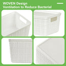 6 Pack Plastic Storage Baskets with Lid,White Stackable Bins — 2