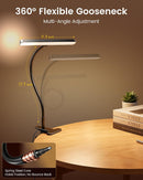 Glocusent 11.3"Wide Coverage Desk Lamp with Clamp,57 LED Clip on Desk Light — 5