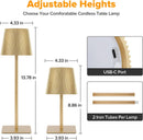 LUTEC 4 Pack Cordless Table Lamp,6000mAh Rechargeable Battery Operated Desk Lamp,Two Adjustable Heights,Waterproof,… — 4
