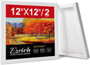 ESRICH Stretched Canvas for Painting 12x12 Inch, 2 Pack Blank Canvas -5/8 in Profile Primed Cotton White Canvases for Painting for Oil & Acrylic Paint — 1