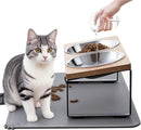 Upgraded Elevated Cat Bowls with Food Mat,15°Tilted Stand Anti Vomiting Raised Cat Dishes for Food and Water,2 Stainless Steel Bowls for Cats and Puppy — 1
