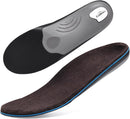 VALSOLE 250+lbs Winter Thermal Wool Insoles for Men Women,Plantar Fasciitis Orthotics Insert,for Flat Feet,High Arch,Foot Pain,Standing All Day Boot Work Shoe Warm Insoles(318mm) - Brown&black — 1