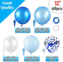 68Pcs Blue and White Balloons Kit 12 Inch, Blue Confetti Balloons Light Blue Baby Blue Pearl White Party Balloons with Ribbons for Birthday, Wedding, Baby Shower, Graduation Decorations | Lanbai — 2