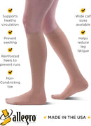 Allegro 20-30 mmHg Firm Knee High Compression Stockings for Men and Women | XXX-Large Wide Calf | Beige — 4
