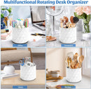 minimaliving Desk Organizer,Sparkling Diamond-like Pen Holder for Desk 360°Rotating Office Accessories,Pencil Cup with 5 Compartments Storage Box Caddy for Office,School,Home,Art Supply(White) — 3