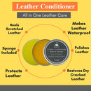 G.B.S Leather Milk Conditioner & Cleaner – 5 oz – Natural, Non-Toxic – Restores Dry, Cracked & Scratched Leather – Waterproofs & Protects – Includes Sponge Applicator — 4