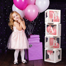 Voircoloria Baby Boxes with Letters for Baby Shower Gender Reveal Decor | White — 6