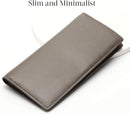 Bveyzi Ultra Slim Thin Leather RFID Blocking Credit Card Holder Bifold Clutch Wallets for Women - Grey - Leather — 2