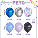Outer Space Balloons,12 Inch Metallic Black Purple Blue and Silver Confetti Galaxy Balloons,for Kids Birthday Outer Space Theme Party Decorations (Pack of 3) | 30PC (Pack of 3) | Blue Purple — 2