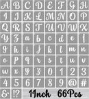 BAMIDELE 1 Inch Alphabet Letter Stencils for Painting, 66 Pcs Reusable Plastic Calligraphy Letter Stencils and Numbers Template Kit for Painting on Wood, Chalkboard, Fabric, Door Porch, Wall Art — 1