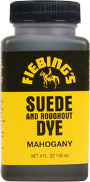Fiebing's Mahogany Suede Dye (4 oz) - Recolor, Brighten & Restore Suede & Roughout Leather Shoes, Furniture, Purse - Includes Wool Dauber for Easy Application - Flexible When Dry, Won't Crack or Peel — 1