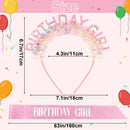 Atoden Birthday Girl Sash Glitter Headband Tiara Crown Sunglasses Pink Happy Birthday Decorations Party Favors Accessories for Adult Women Princess Outfits Gifts — 6