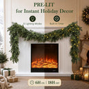 Pre-Lit Christmas Garland 9FT Decorations Real Touch Cedar Cypress Pine Greenery Artificial Green Christmas Garland with Lights for Mantle, Fireplace, Table, Stairs, Door, Indoor Outdoor Decorations — 3