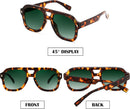 FEISEDY Retro Thick Aviator Sunglasses for Women Men, Large Vintage Shades | Leopard - Dark Green | 53 Millimeters — 6