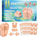 Callus Cushions U Shaped Felt Callus Pads, 72 PCS Thick Self Adhesive Foot Pads for Bottom of Foot, Metatarsal Corn Cushions Help Reduce Friction and Pressure, Brown for Men and Women 1