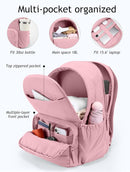 Uselike Travel Backpack for Women, 15.6 Inch Laptop Backpack, Quilted College Bookbag, Cute Work Backpacks, Water Resistant (Mauve Pink) — 2