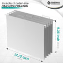 Hanging File Organizer, File Folder Organizer with Handles, Metal Mesh File Crate Storage Box, Letter Size (with 5 Grey Folders) — 2