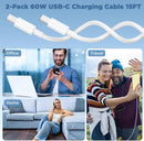 Long USB C to USB C Cable 15FT for iPhone 17 16 15 Pro Max,60W Fast Charging Type C to Type C Charger Cord for iPhone 17 16 15/16 15 Plus/17 Air/17 16 15 Pro, iPad Pro/Air,MacBook,Galaxy S25-White 8