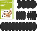Bukihome Moleskin Adhesive Pads for Feet - Blister Prevention Tape - Moleskin Padding for Blisters, Shoes, Toes, Heel, Reduce Friction Pain - 11 Sheets of 4 Shapes (22 Pieces Total, Black) | 11 Sheets (22 Pieces Total) — 1
