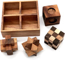BSIRI 4 in 1 Wooden Brain Teaser Puzzles for Adults - Challenging 3D Desk Wood Puzzles Set Interlocking Hand Games for Mind Toys Suits for Rustic Patio Decor Unique Gift Office Decoration — 2