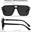 Retro Square Aviator Polarized Sunglasses Womens Mens Vintage Pilot Shades | Black | Polarized Black — 5