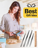 4 Pcs Fine Long Tweezer Tongs Professional Black, 12'' and 10'' Stainless Steel for Kitchen, Food, Cooking,… — 7