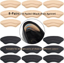 8-Pairs Heel Grips Liner Cushions Inserts for Loose Shoes, Heel Pads Snugs for Shoe Too Big Men Women, Filler Improved Shoe Fit and Comfort (16 Packs) (Black+Pale Apricot) 6