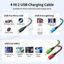 4 in 2 Multi Charging Cable, USBA/C Universal Charging Cords 2 Pack 5FT 6