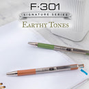 Zebra Pen F-301 Earthy Tone Barrels Ballpoint Pen, Black, 0.7mm, 4-Pack | Black Ink A — 8