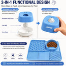 Dog Lick Mat & Slow Feeder Bowl Combo, Enrichment Toy with Puzzle Dome, 4-Texture Silicone Licking Mat for Anxiety Relief, Slow Feeding, Boredom Buster with Cleaning Brush & Silicone Spatula (Blue) — 3