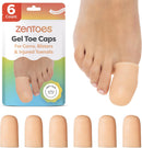 ZenToes Gel Toe Caps, Silicone Toe Protectors, 6-Pack (Large, Beige) 1