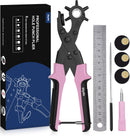 Diyife Leather Hole Puncher, Revolving Punch Plier, 6 Size Adjustment, Pink — 1
