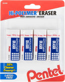 Pentel Hi-Polymer Block Eraser Small White, Pack of 4 (ZEH05BP4) | 4 Count (Pack of 1) — 1
